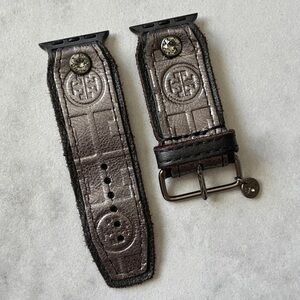 Spark*l Authentic Upcycled Tory Burch Silver Metallic Apple Watch Band - Size 2